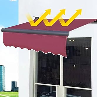 Retractable Patio Awning Replacement Fabric Cloth, Durable Exterior Sunshade Canopy Cloth, Waterproof Awning Cover Shelter For Yard, Deck, Balcony - UV Protection (Color : Rosso, Size : 5x2m)