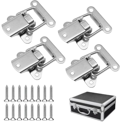 4 Pcs Loquet à Bascule en Acier Inoxydable à Ressort, Fermoir de Tension Robuste, Fermeture à Levier pour Boîte à Outils, Tiroir de Placard, Casier de...