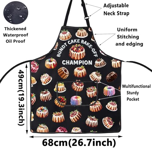 WZMPA Cakes & Desserts Baking Apron Cake Maker Gift Bundt Cake Bake-Off Champion Adjustable Apron Cake Lover Gift (Bundt Cake Ap)