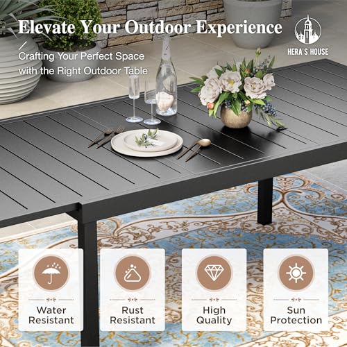 Image of HERA'S HOUSE Outdoor Expandable Table for 6-8, Large Metal Dining Table