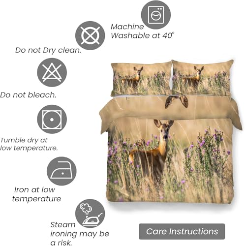 Housse couette en microfibre douce motif chevreuil avec fermeture éclair pratique - 7