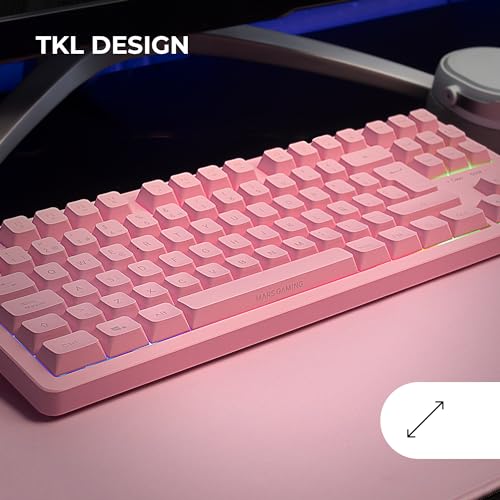 MK023, Tastiera Gaming TKL, Tecnologia Ibrida H-Mech, Illuminazione FRGB Rainbow, Anti-ghosting, Compatibilità Universale, Rosa, Lingua Francese - Tastiera gaming - Immagine 1