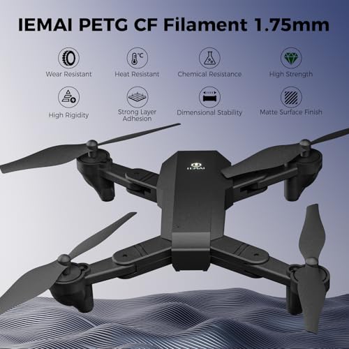 Image of IEMAI Carbon Fiber PETG Filament 1.75mm Bundle 4KG, Matte Black PETG-CF 3D Printer Filament with Dimensional Stability & Low Warpage, High Stiffness, Heat Resistant, Easy Print