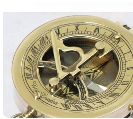 Brújula de bolsillo vintage de latón antiguo con tapa miniatura 2