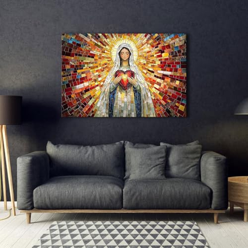 Image of AREBOLO Extra Large Our Lady of Guadalupe Blessed Mother Mary Canvas Wall Art for Bedroom Catholic Spiritual Wall Decor Madonna Virgin Mary Prayer Posters Modern Artwork Kitchen Decorations 36x48