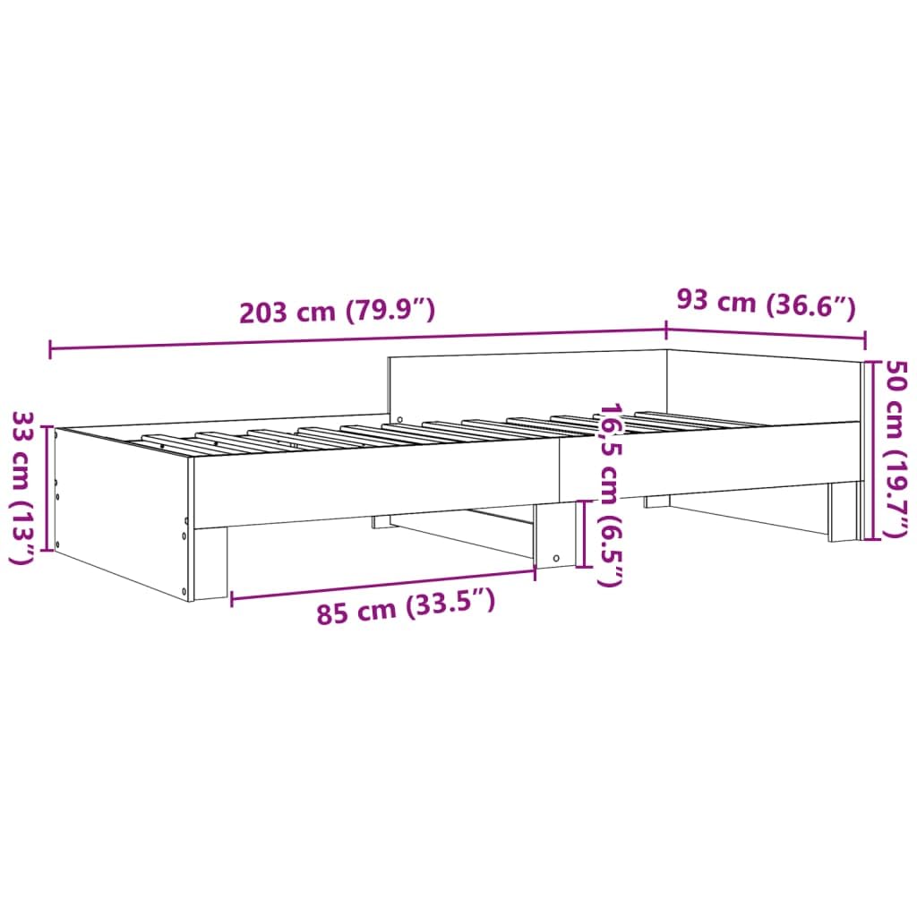 vidaXL Rama łóżka, szarość betonu, 90x200 cm, materiał drewnopochodny
