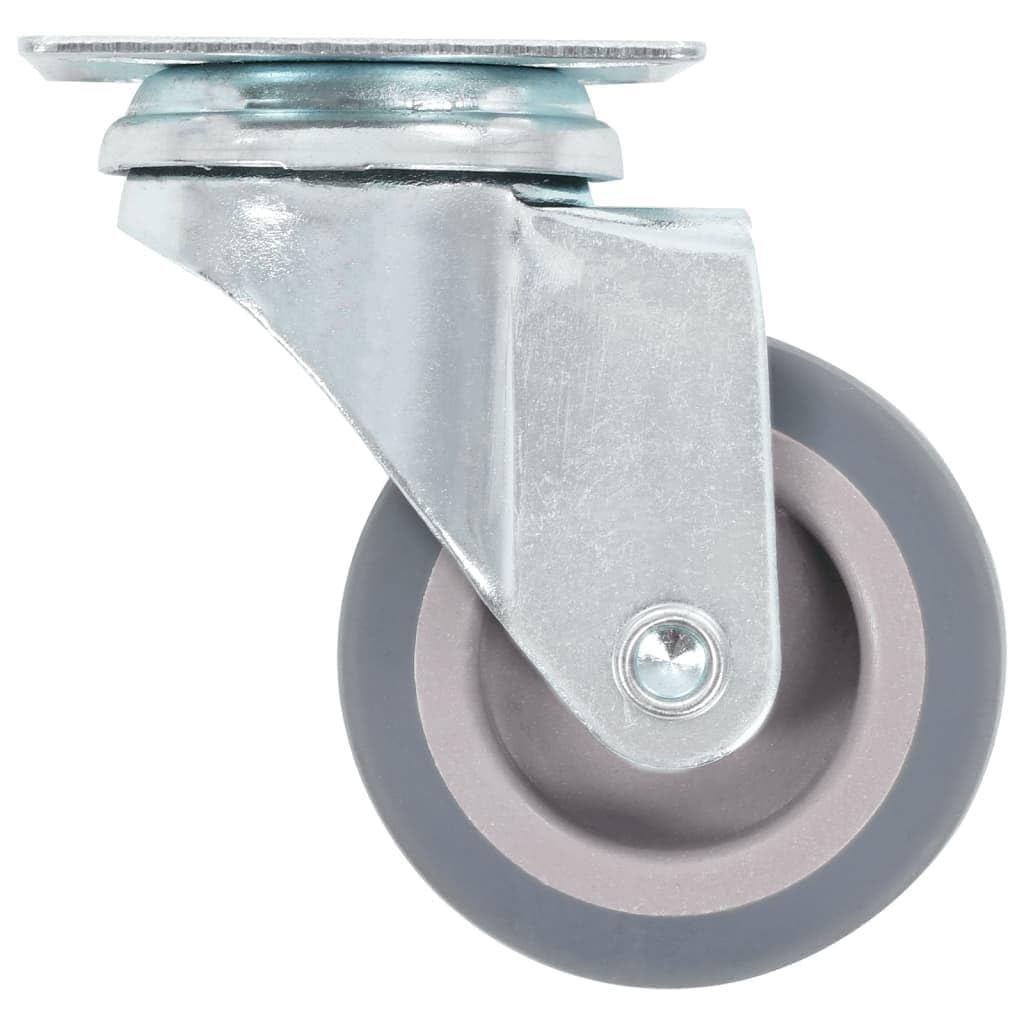 24 ruedas giratorias de goma TPR de 50 mm con marco de hierro revestido de zinc para taller, almacén, industria, carro de transporte, plataforma, carga pesada y transporte de materiales