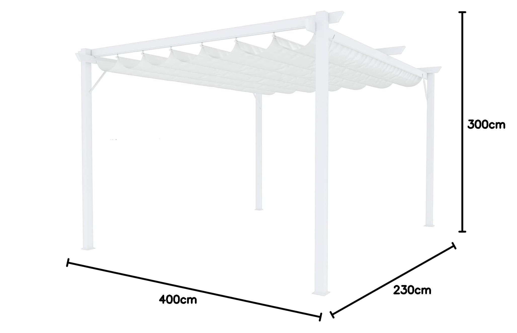 Gazebo Pergola 3 x 4 M con Telo Bianco Impermeabile Retrattile Richiudibile Struttura in Acciaio Bianco per Giardino Terrazzo Piscina Esterno Fiere Campeggio Design Elegante