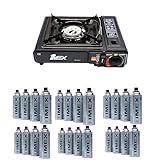 IMEX Hornillo de gas portátil con encendido piezoeléctrico – Cocina butano para camping, exterior y festival – 7650 BTU potencia 2,2 kW maletín de transporte – Modelo BK-167-A (28)