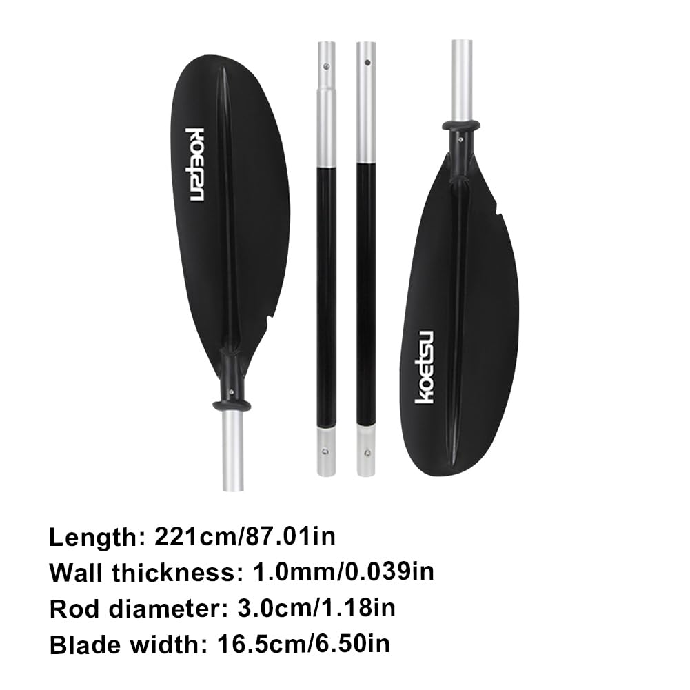 Pagaie de Kayak Réglable 221 cm, 4 Pièces Pagaie Bidirectionnelle Réglable Double Tête Surfpaddle Pagaie de Kayak Flottante en Alliage d'Aluminium pour Outil de Sports Nautiques en