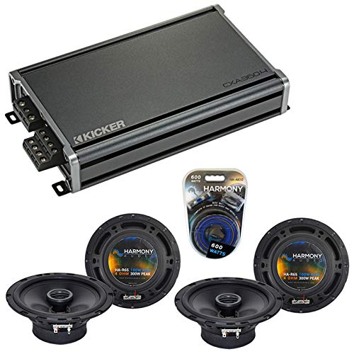 Compatible with Daewoo Lanos 1999-2002 Factory Speaker Replacement Bundle (2) R65 & CXA360.4 Amp