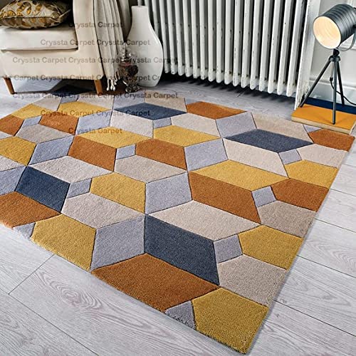 Image of Modern Handmade Woolen Carpet for Living Room Bedroom and Hall Size 5 x 7 Feet Color Multi
