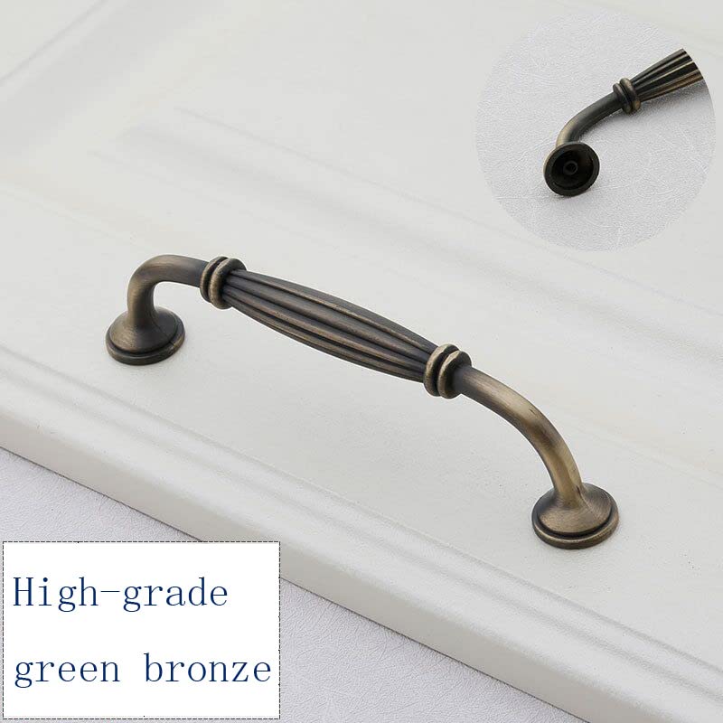 KanDery 6PCS Vintage Cabinet Drawer Handles, Antique Kitchen Cupboard Handles, 96mm Hole Center, Green Bronze - Image 3