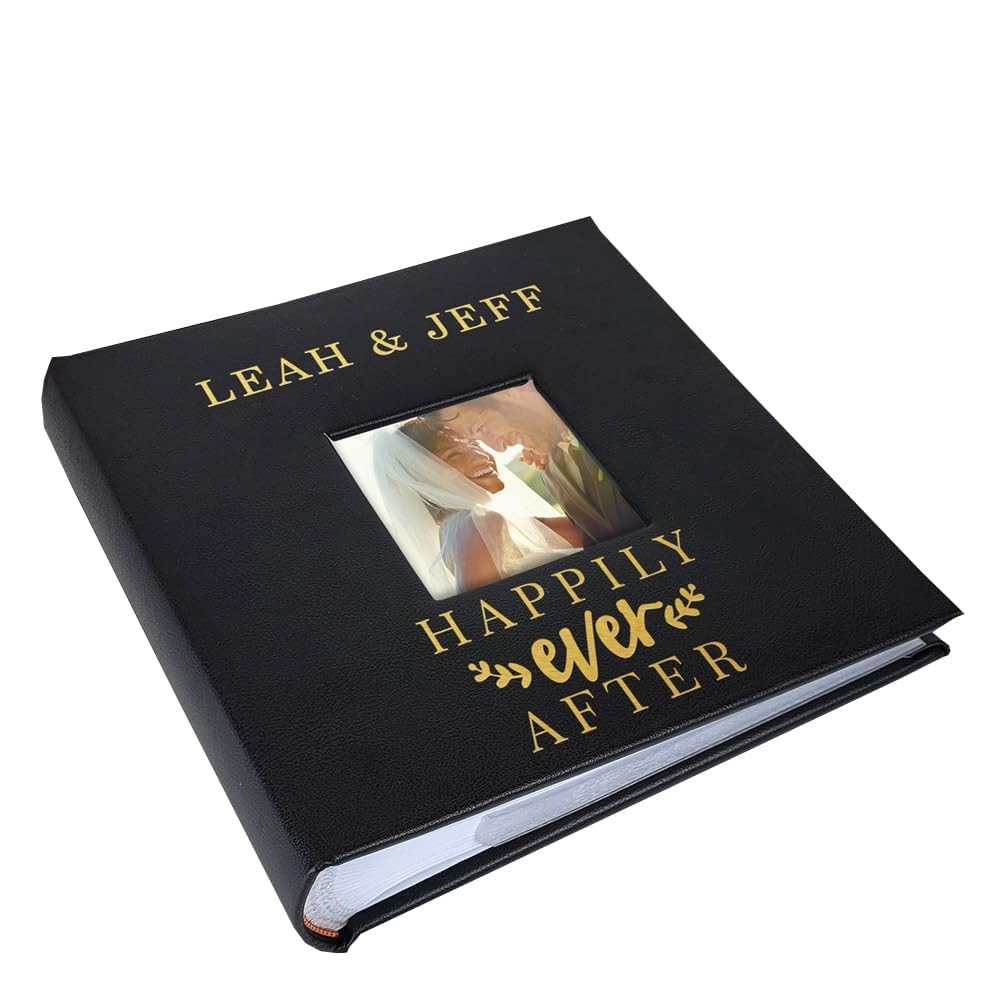 Personalized Happily Ever After Photo Album Small Leatherette 4x6 Holds 100 Photos Wedding Gift