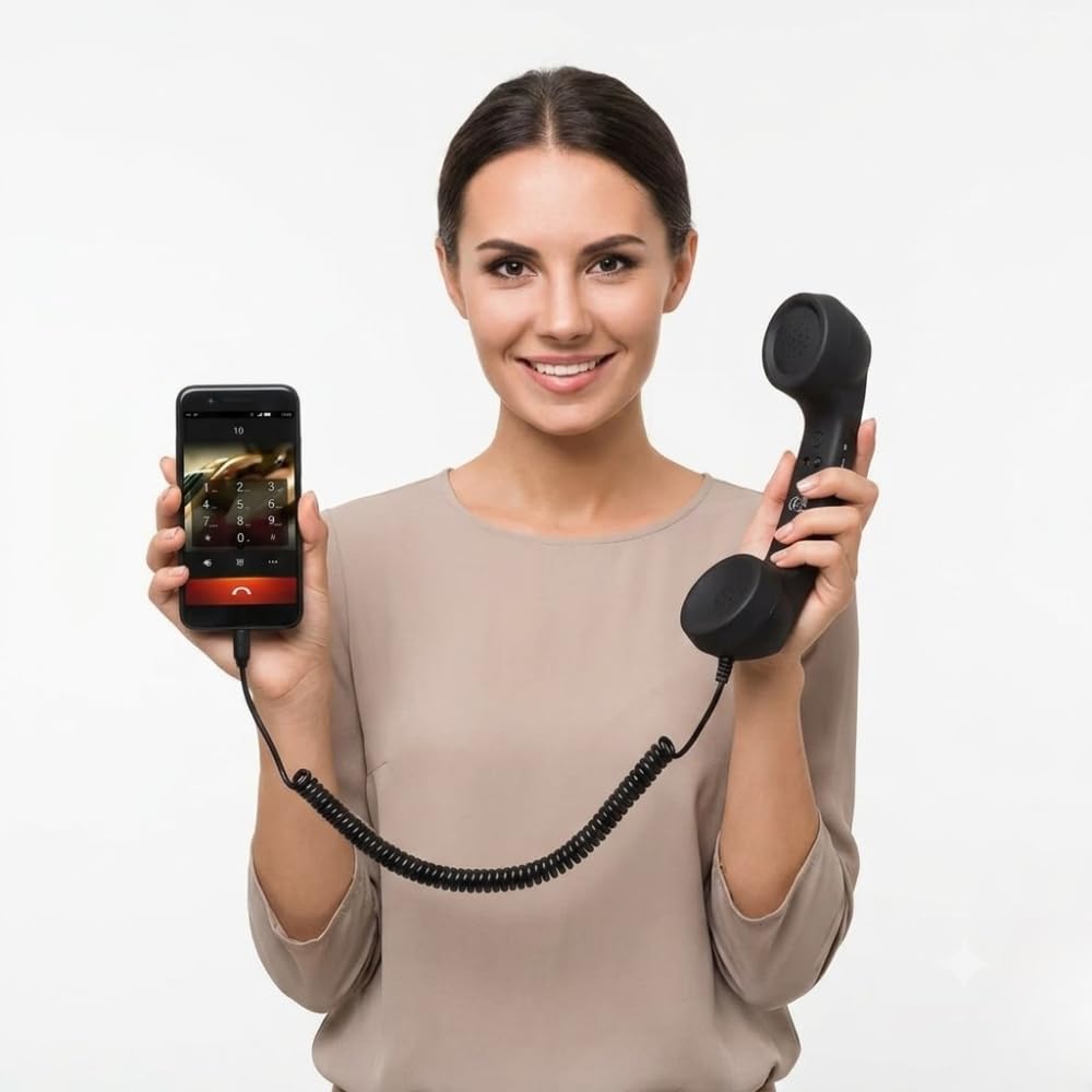 Drumstone (𝐒𝐩𝐞𝐜𝐢𝐚𝐥 𝟏𝟓 𝐘𝐞𝐚𝐫𝐬 𝐖𝐚𝐫𝐫𝐚𝐧𝐭𝐲) Retro Phone Handset 3.5mm Wired Telephone Receiver, Vintage Style Mobile Calling Handset with Comfortable Grip for Home and Office Use-image-44