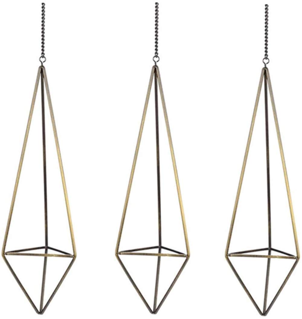 KNIKGLASS3 Packs Geometric Plant Hangers Air Plants Hanging Metal Air Plants Holders Pot Container Decoration (Bronze,M)