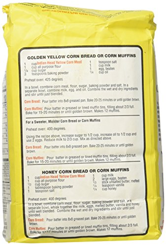 image for Indian Head Old Fashioned Stone Ground Yellow Corn Meal 2 lb, 2 Pack, 