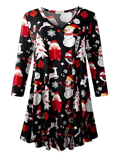 Image of LARACE Tunics 3 /4 Sleeve Plus Size Tops for Women V Neck Loose Fit Flowy Clothing for Leggings