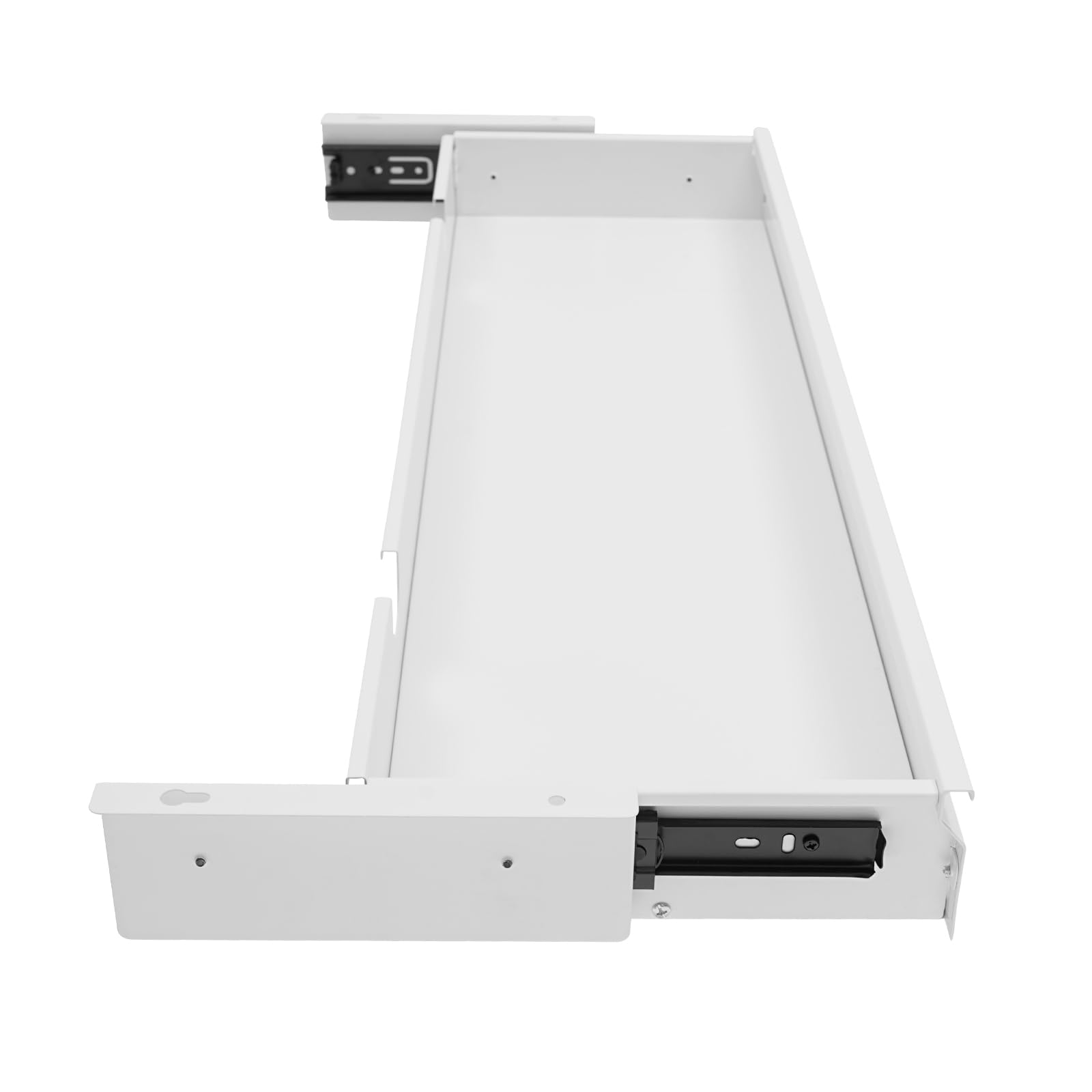 juckeyroot 33 inch Sliding Pull-out Under Table Drawer for Office Desk, Shallow Storage Organizer, Under Desk Drawers, Drawer For Under Desk, Undermount Drawer for Sit Stand Workstation, White