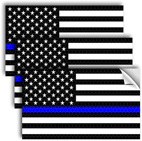 State Police Stickers 3-Pack Reflective Thin Blue Line Decals – Police Support Sticker For Car, Truck, Window (4"x2") American Flag Blue Line Decal - Foto 4
