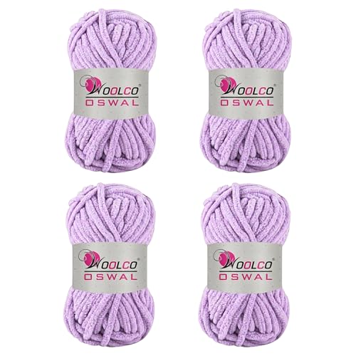 Image of Yankie Chenille Supersoft Velvet Yarn, Plushie & Blankie Yarn for Crochet, Knitting, Amigurumi & DIY Crafts (Lavender, Pack of 4)