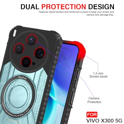 Image of AESTMO Hybrid Shockproof Back Cover Case for Vivo X300 5G Compatible with MagSafe | Hard Back Case Cover for Vivo X300 5G (PC & TPU, Translucent Back, Black Sides)