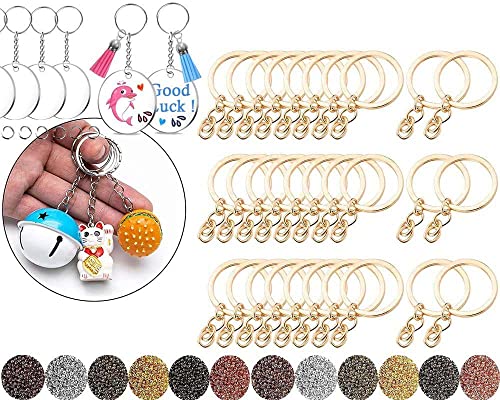 Image of DIY Crafts 2 Pcs Keyrings, Silver, 2 Pcs Keyrings Only, Metal Larger Lobster Clasps Extension Chain Hooks, Slide Buckle for Keychain Key Rings Clip Connector Bags A(2 Pcs Keyrings, Silver)