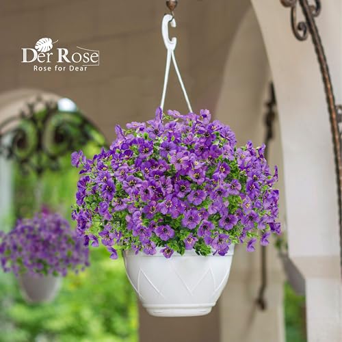 Der Rose 12 Bundles Artificial Flowers for Outdoors, UV Resistant Faux Outdoor Plants Purple Fake Outdoor Flowers for Porch Patio Garden Yard Exterieur Decor image 3