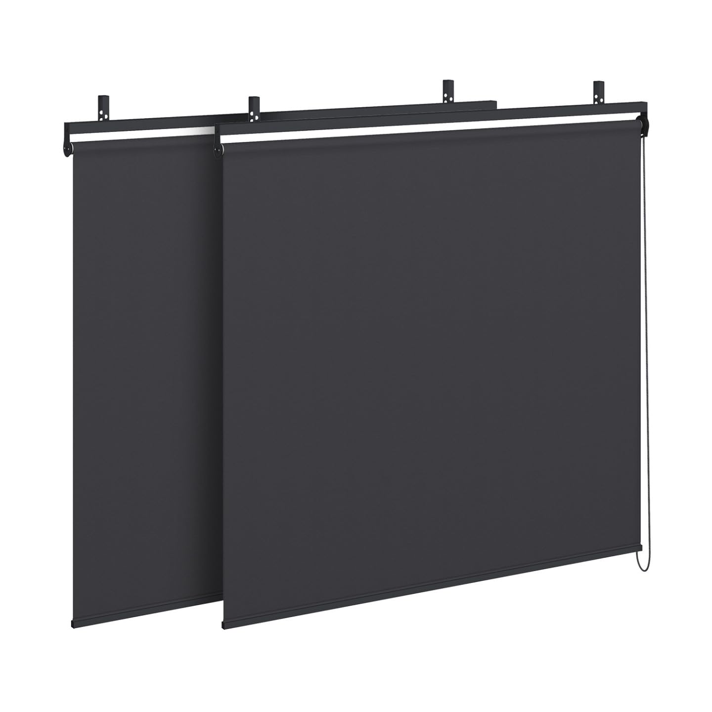 Pérgola bioclimática con lamas orientables de acero de 3x4 m y 4 toldos gris antracita