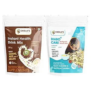 Combo of Instant & Diabocare Health Drink Mix Powder with 24 Natural Ingredients (100% Natural)-Whole Grains,Nuts&Millets | Homemade | Tasty | Healthy&No Added Sugars | 250 G (Pack Of 2)