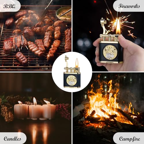 Encendedor vintage de cuero hecho a mano y diseño mecánico miniatura 6
