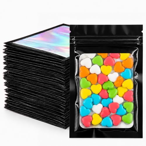 FITIMOR Holographic Bags 100PCS Mylar Bags, Smell Proof Bag Goodie Baggies