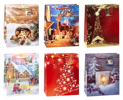 TSI Geschenktüten WEIHNACHTEN, 12er Packung, Größe: Groß...
