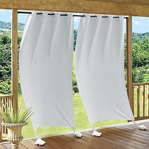 PONY DANCE Outdoor Vorhang mit Ösen Outdoorvorhänge Wasserdicht für Pavillon & Balkon Wetterfeste Sonnenschtz Gardinen mit Gewichteten Säcken, 2 Stücke H 213 x B 132 cm, Grau-weiß PONY DANCE Outdoor Vorhang mit Ösen Outdoorvorhänge Wasserdicht für Pavillon & Balkon Wetterfeste Sonnenschtz Gardinen mit Gewichteten Säcken, 2 Stücke H 213 x B 132 cm, Grau-weiß