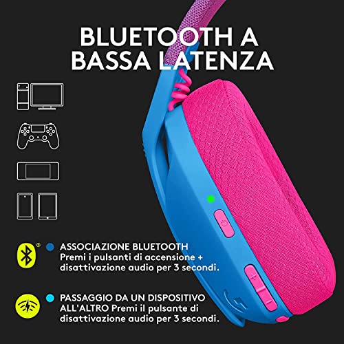 G435 LIGHTSPEED Cuffie Gaming Wireless Bluetooth - Cuffie Over Ear Leggere, Microfoni Integrati, Batteria da 18 Ore, Compatibile con Dolby Atmos, PC, PS4, PS5, Smartphone - Blu - Cuffia gaming - Immagine 3