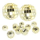 DECOMELODY Spiegelkugel Glas Weihnachtsbaum Anhänger 3cm Hängende Reflektierende Weihnachtsbaumkugel Kugeldekoration Für Weihnachten Hochzeit Party Deko 24 Stück Gold