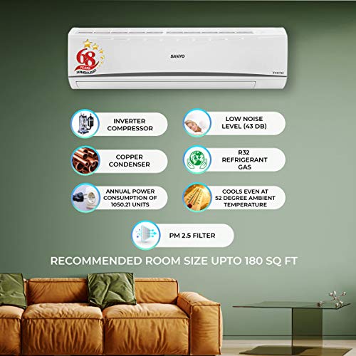 Image of Sanyo 1.5 Ton 3 Star Dual Inverter Split AC (Copper, PM 2.5 Filter, SI /SO-15T3SCIC White)