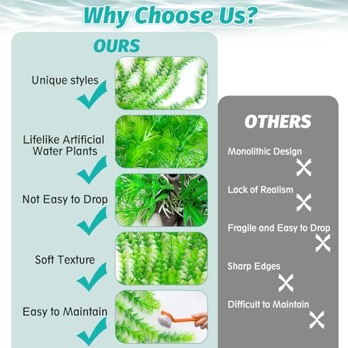 Image of Hamiledyi Aquarium Plastic Plants Aquarium Decor Artificial Fish Tank Plants,Tall Fish Tank Decorations, Extra Large Aquarium Plant 20.4-inch Tall,1PCS