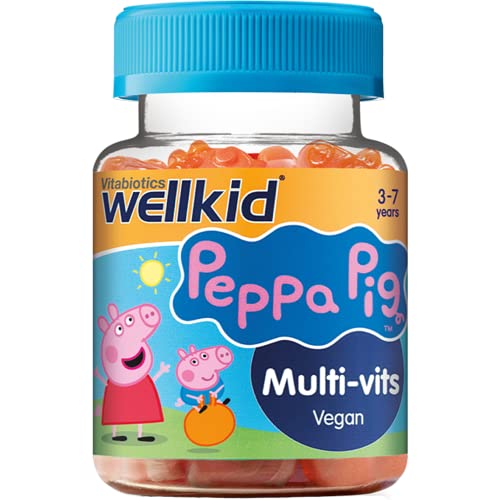Wellkid Peppa Pig Chewable Gummy Vitamins by Vitabiotics - UKs No. 1 Vitamin Company. Kids Multivitamin formula with Vitamin A B C D and E - Strawberry