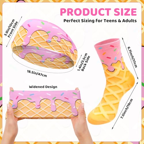 Ice Cream Baseball Headband and Ice Cream Sock Sports Elastic Sweatband Funny Sports Baseball Gifts for Youth Teen Women Men Athletes Football Basketball Running Gym Party Favors, Pink — view 2