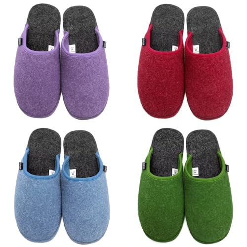 GURGER Zapatillas de Estar por Casa Invitados Lavables Antideslizantes Conjunto Pantuflas para invitados Huéspedes Fieltro, hotel, hogar, Varias Tallas, Multicolor 4 Pares