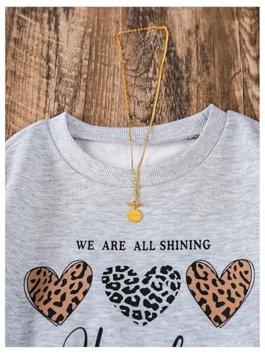 SweatyRocks Girl's Letter Leopard Print Sweatshirt Crewneck Long Sleeve Loose Pullover Tops3