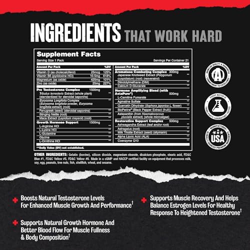 Image of Animal Stak Natural Testosterone Hormone Booster Supplement | 21 Pill Packs