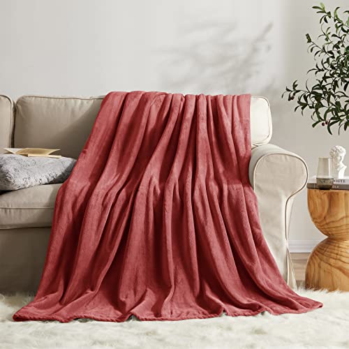 KMUSET Fleece Blanket Throw Size Coral Lightweight Super Soft Cozy Luxury Bed Blanket Microfiber