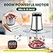 BUMET 2X12-cup bowls 800W Electric Food Processor with LED timer. 3-Tiered 6 Cutting Edges blade for mincing, chopping, Ideal as meat grinder, fresh vegetables chopper, pet food process in kitchen.