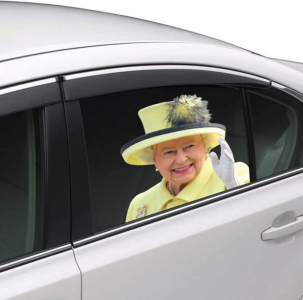 Afaster Queen Car Window Decal for Vehicles ,Car Window Cling,Window Cling Elizabeth Car Sticker (Yellow-Left)