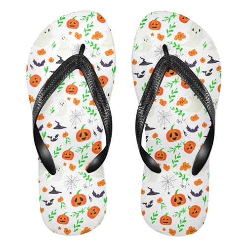 Burbuja Boo Pumpkins Flip Flops for Women Men, Soft Thong Sandals Rubber Slippers for Pool Beach Essentials