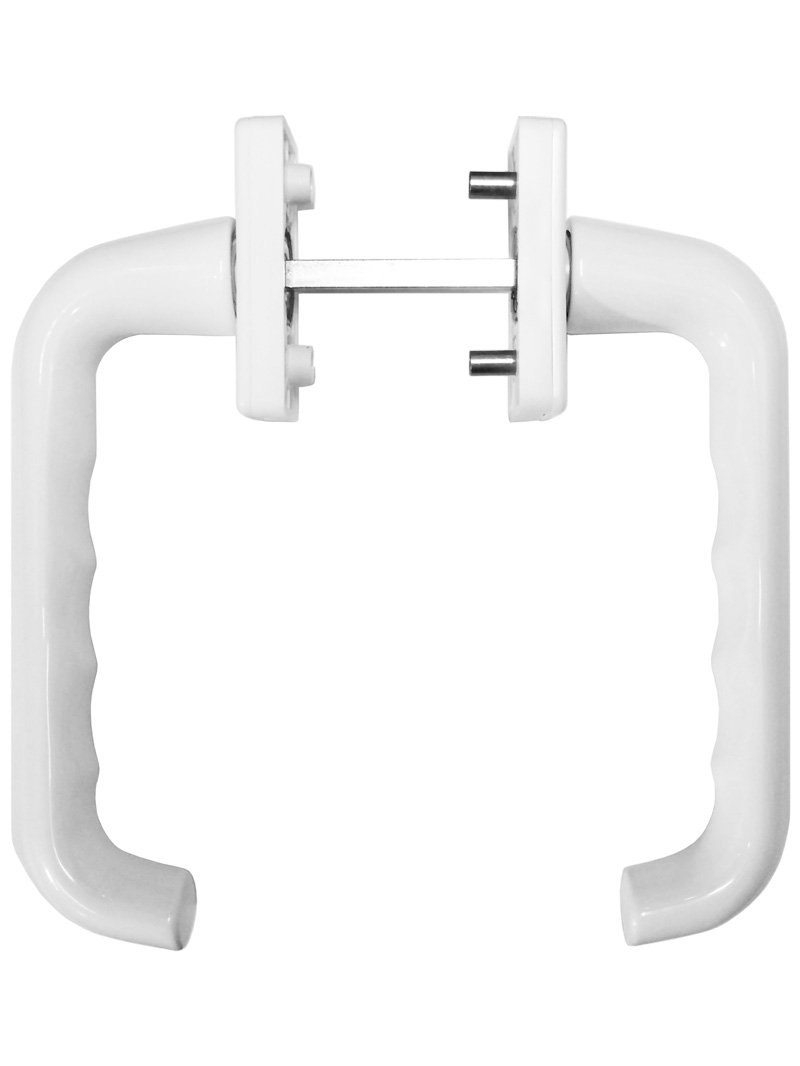 Patio Door Handle Pair 43mm Screw Fix - White (int & ext Handle Set incl)
