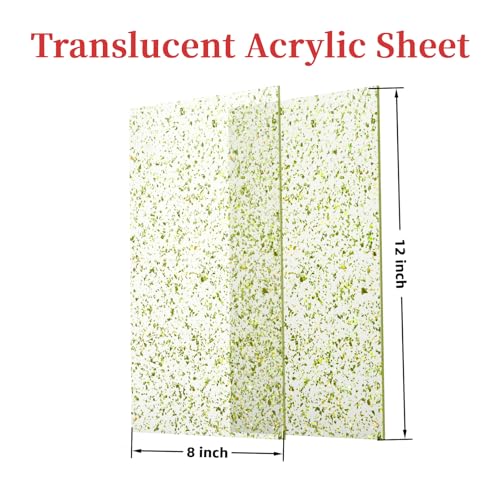 Image of TOEPODO Translucent Acrylic Sheet Irregular Glitter 1 /8 Thickness Sparkly Plexiglass PMMA Acrylic Panels for Laser Cutting Engraving Craft DIY Decor Ornaments (2, Green Glitter, 8x12 Inch)