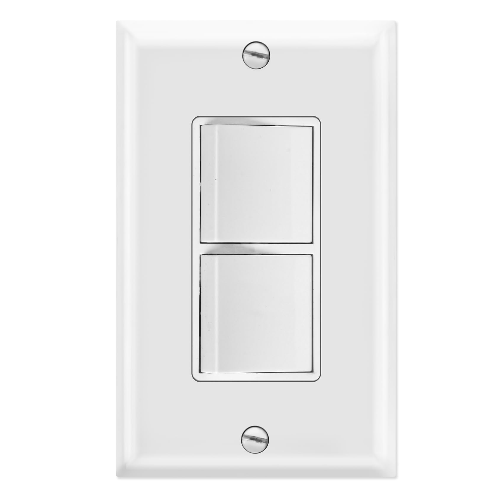 Heschen 1 Pack Duplex Rocker Switch, 15Amp, 120Volt, Single-Pole, AC Combination Switch, Residential/Commercial Grade, Grounding, White, Wall Plate is